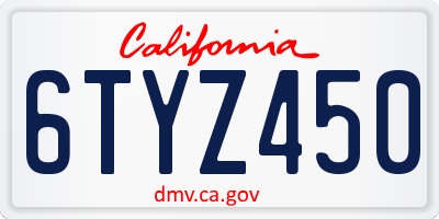CA license plate 6TYZ450