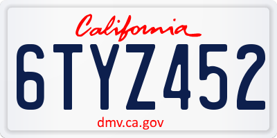 CA license plate 6TYZ452