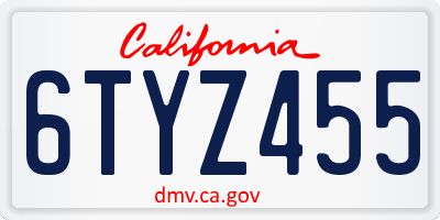 CA license plate 6TYZ455