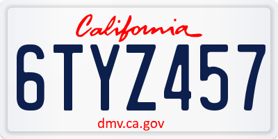 CA license plate 6TYZ457