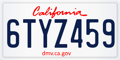 CA license plate 6TYZ459