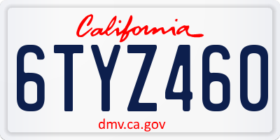 CA license plate 6TYZ460