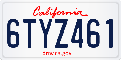 CA license plate 6TYZ461