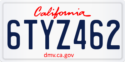 CA license plate 6TYZ462