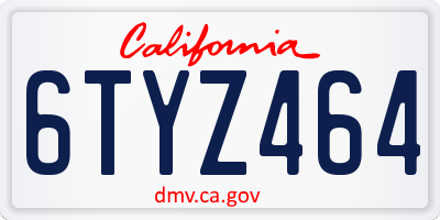 CA license plate 6TYZ464