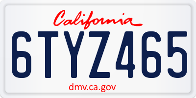 CA license plate 6TYZ465
