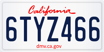 CA license plate 6TYZ466
