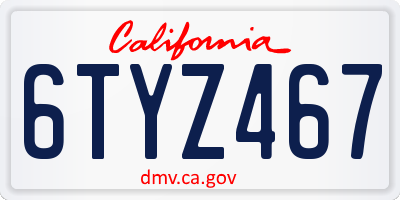 CA license plate 6TYZ467