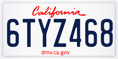 CA license plate 6TYZ468