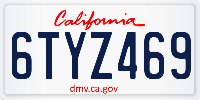 CA license plate 6TYZ469