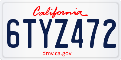 CA license plate 6TYZ472