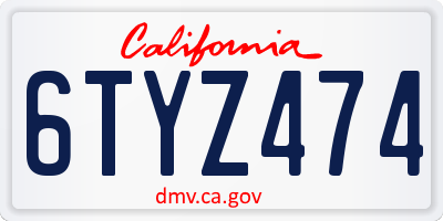 CA license plate 6TYZ474