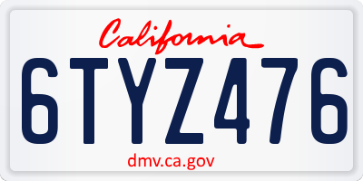 CA license plate 6TYZ476