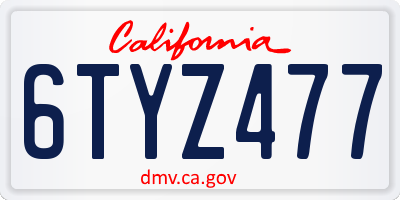 CA license plate 6TYZ477