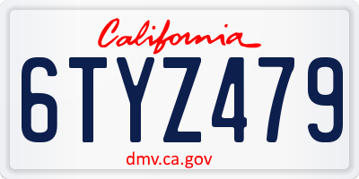 CA license plate 6TYZ479