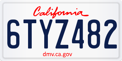 CA license plate 6TYZ482