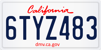 CA license plate 6TYZ483