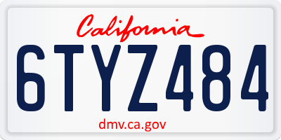 CA license plate 6TYZ484