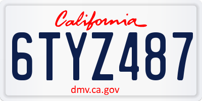 CA license plate 6TYZ487