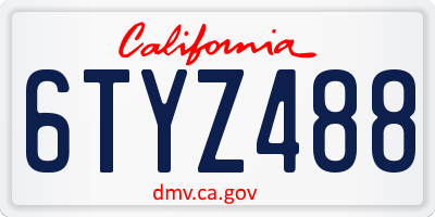 CA license plate 6TYZ488