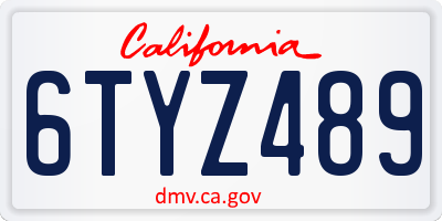 CA license plate 6TYZ489