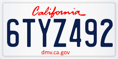 CA license plate 6TYZ492