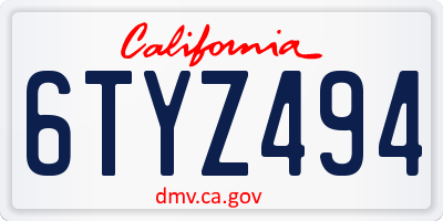 CA license plate 6TYZ494