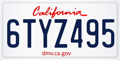 CA license plate 6TYZ495