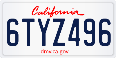 CA license plate 6TYZ496