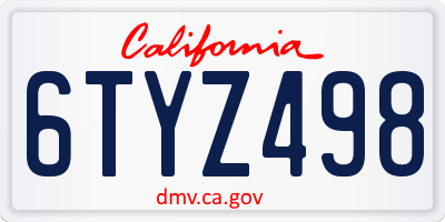 CA license plate 6TYZ498