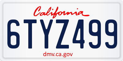 CA license plate 6TYZ499