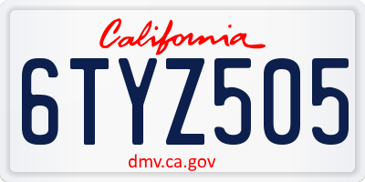 CA license plate 6TYZ505