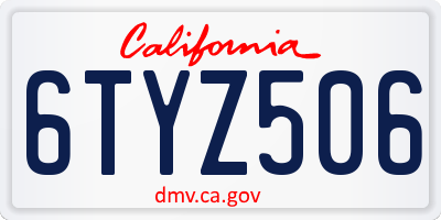 CA license plate 6TYZ506