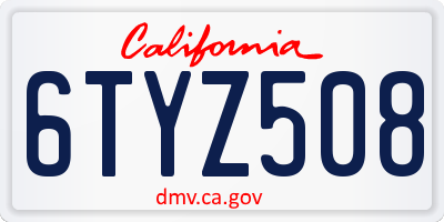 CA license plate 6TYZ508