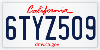CA license plate 6TYZ509