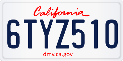 CA license plate 6TYZ510