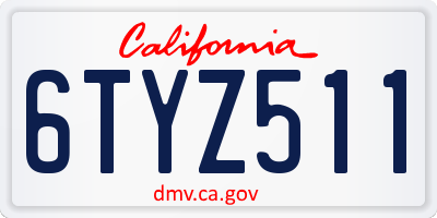 CA license plate 6TYZ511