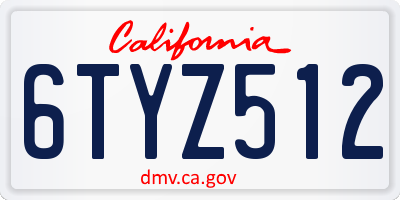 CA license plate 6TYZ512