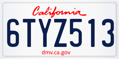 CA license plate 6TYZ513