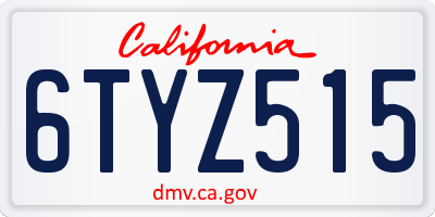 CA license plate 6TYZ515