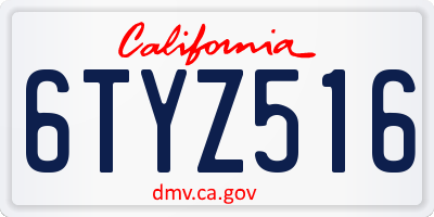 CA license plate 6TYZ516