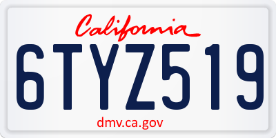 CA license plate 6TYZ519