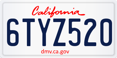 CA license plate 6TYZ520