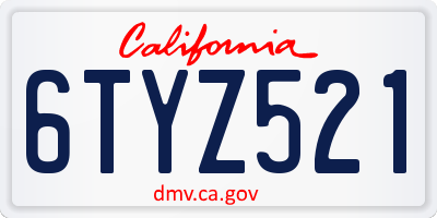 CA license plate 6TYZ521