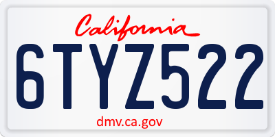 CA license plate 6TYZ522