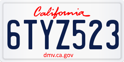CA license plate 6TYZ523