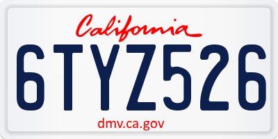 CA license plate 6TYZ526