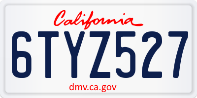CA license plate 6TYZ527
