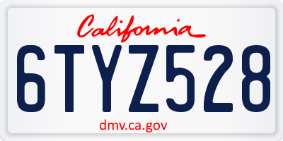 CA license plate 6TYZ528
