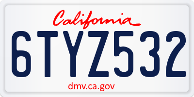 CA license plate 6TYZ532